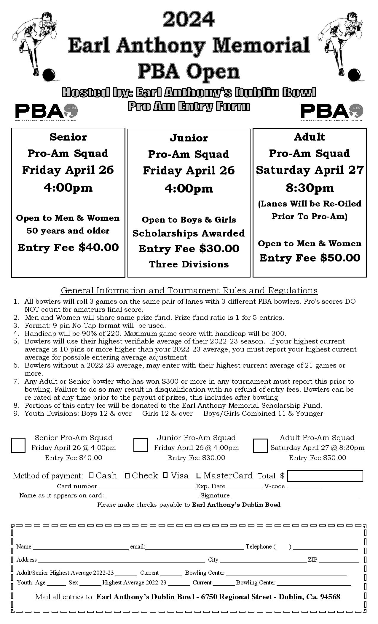 2024 Earl Anthony Memorial ProAm Entry
